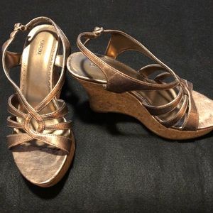 Fioni Gold Cork Wedges